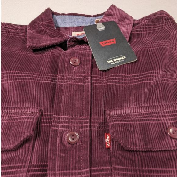 Levis Button-Up Shirt Men Small Fig Purple Country Western Cowboy Worker $65 NWT - Picture 5 of 11
